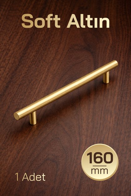 1 Adet Alteta (160 mm) Soft Altın Metal Mobilya Mutfak Dolap Çekmece Dolabı Kulbu Kulpu Kulpları