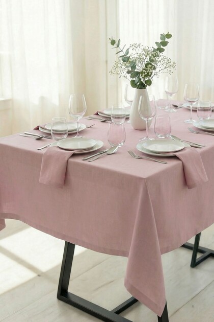 Dertsiz Panama Linen Premium Tablecloth - Water and Stain Repellent Cotton Blend Duck Cloth