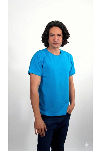Zero Neck T-Shirt Turquoise