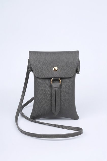 Dark Gray Crossbody Phone and Shoulder Bag with Magnet Closure 20X13 cm