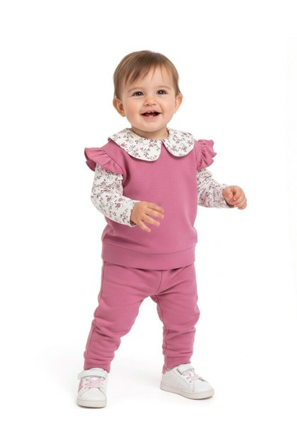 Baby Girl Collar and Sleeve Detail Set, 6-9-12-18-24 Months Seasonal Stylish 2-Piece Special Occasion Set