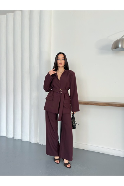 Beli Belted Blazer Jacket Trousers Set