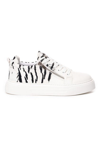 Men's White Double Zipper Special Design Sneakers