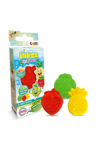 Bombe de baie Inkee 3 buc asortate in forma de fructe