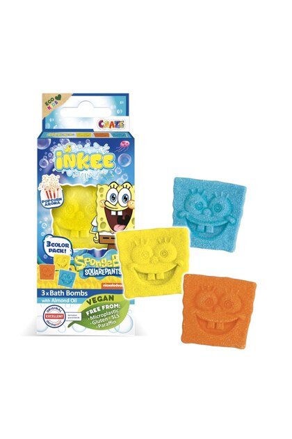 Bombe de baie Inkee 3 buc asortate in forma de SpongeBob