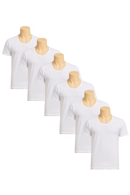 Men’s Undershirt Set – Soft 100% Cotton – White Short Sleeve O-Neck – Pack of 6