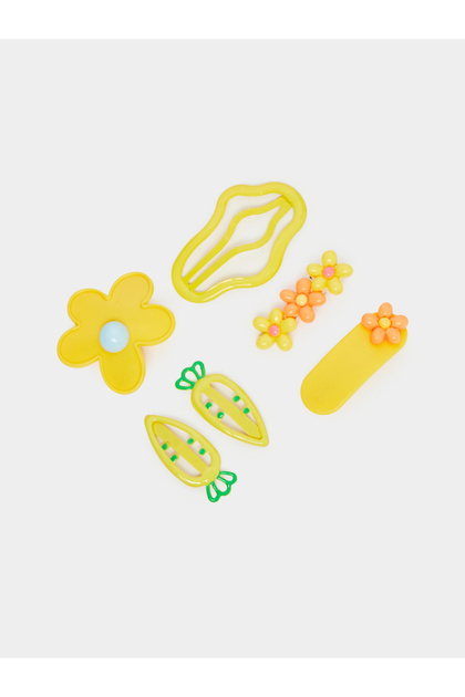 Pack of 5 - Girls Yellow Hair Clips