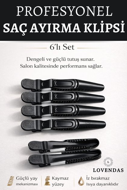 Saç Ayırma Klipsi Pro 6'lı Set