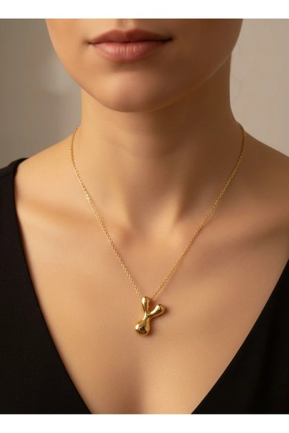 316L Steel Non-Tarnish Anti-Allergic Durable Jewelry Gold Color Balloon Model Letter Y Letter Women's Necklace