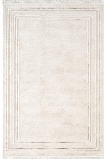 Look Classıc LK001W Çerçeveli Krem Gri Klasik Desen Akrilik Dokuma Taban Tozuaz Oturma Odası Halısı