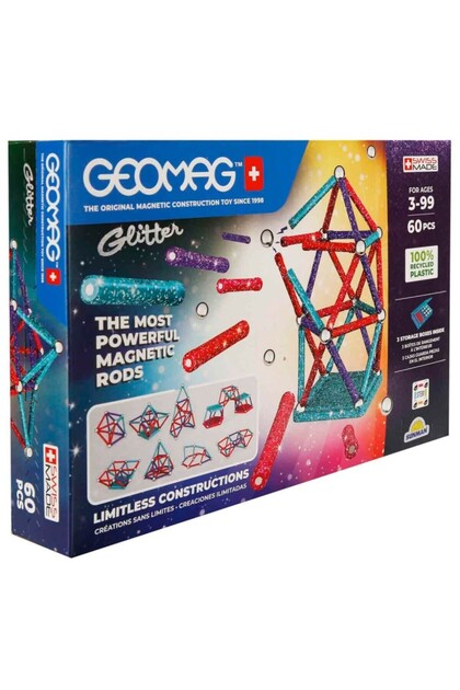 Geomag Manyetik Çubuklar Glifters Işıltılar Seri Zeka Oyunu Manyetik Yapı Oyunu 60 Parça