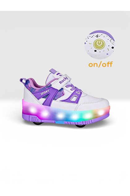 JOJO KIDS kız çocuk ışıklı patenli ayakkabı on off düğmeli , oto