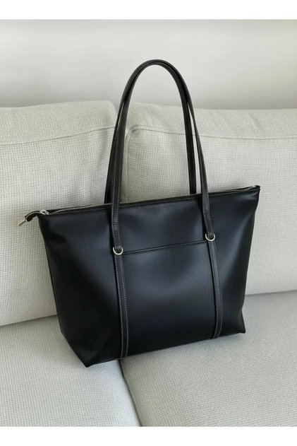 Askilari Large Black Women's Shoulder Bag with Ring Detail