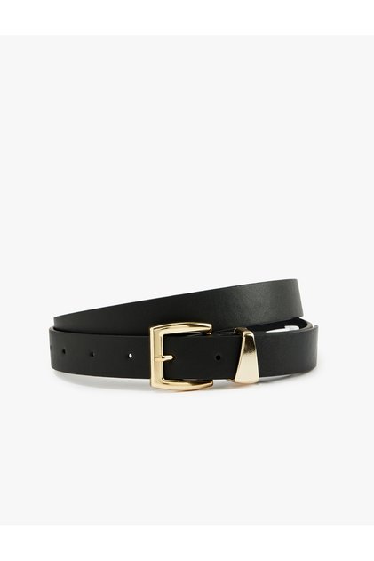 Faux Leather Belt with Metal Buckle