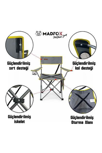 MADFOX TrekMate Strap Katlanır Outdoor Koltuk Sarı - Fiyatı, Yorumları