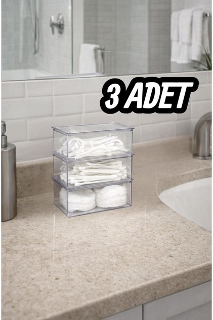 Lucid 3 Adet Mini Akrilik Kapaklı Düzenleyici Kutu Çok Amaçlı Organizer
