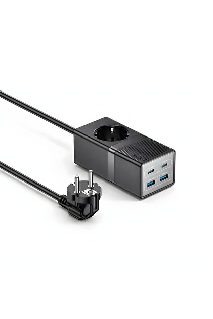SMAYLİNG 65W GaN Hızlı Şarj İstasyonu–2x Type-C, 2x USB-A, 1 AC