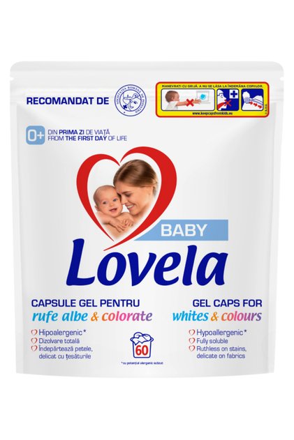 Detergent capsule Baby, pentru rufe albe & colorate, 60 spalari