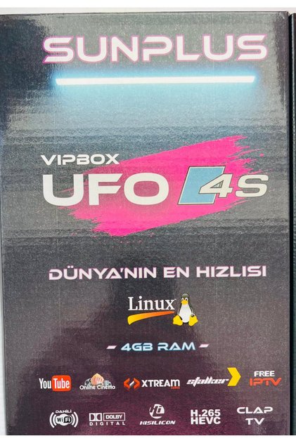VIPBOX UFO 4 SLİNUX TABANLI DDR3 4GB RAM 4 K TVYE UYUMLU
