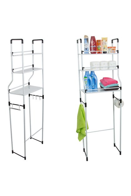 Ράφι αποθήκευσης με 3 ράφια RACK, 153 x 65 x 25 cm, μέταλλο και πλαστικό, χρώμα λευκό