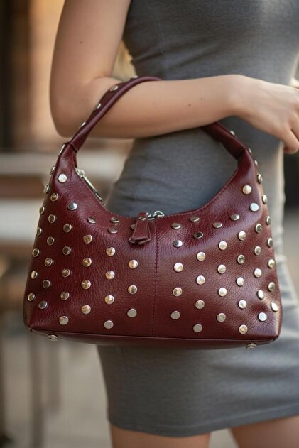 Oval Strap Soft Leather Women's Hand and Shoulder Bag with Staple Accessories