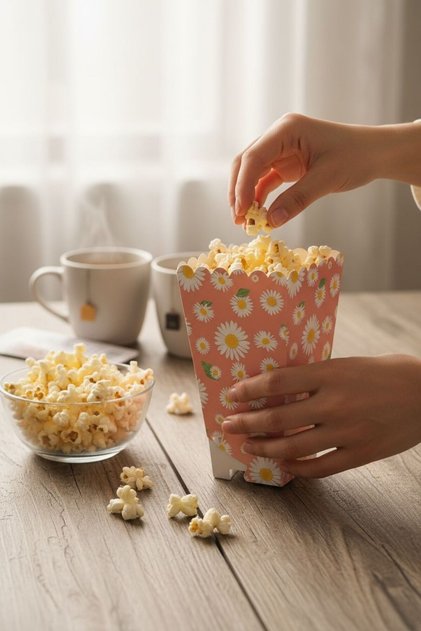 علبة فشار باباتيا بتصميم زهرة الأقحوان تحتوي على 8 قطع