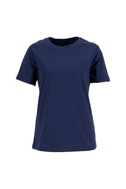 Fabrika Bisiklet Yaka Düz Lacivert Kadın T-Shirt TENGIZ-Y - Fiyatı