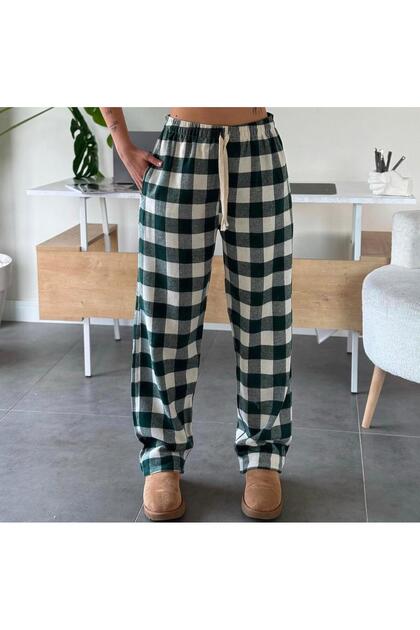 Green White Harajuku Square Pattern Unisex Sleepwear Tracksuit