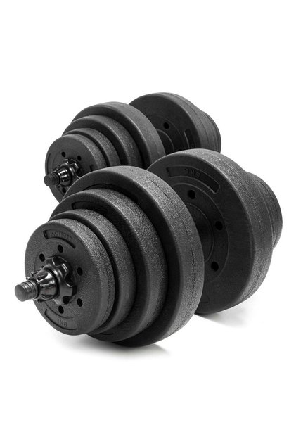 Set gantere și haltere reglabile 29 kg, 16 discuri, conector metalic cu spumă, negru