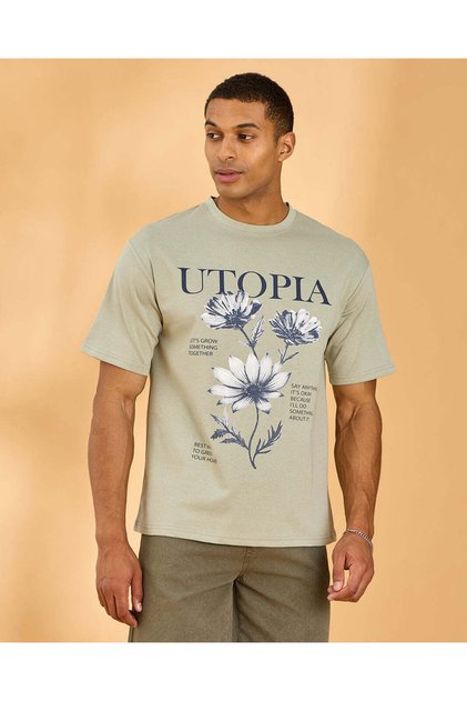 Men Green Printed T-Shirt