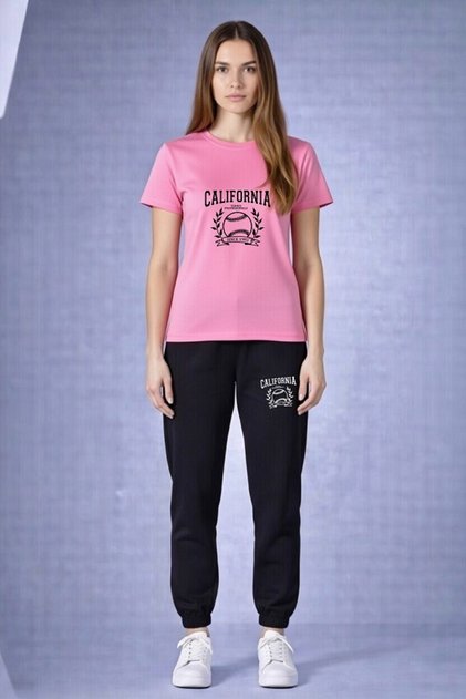 Unisex California Printed Sports Set Oversize T-Shirt Sweatpants Comfortable Casual Combination Sweatpants Set