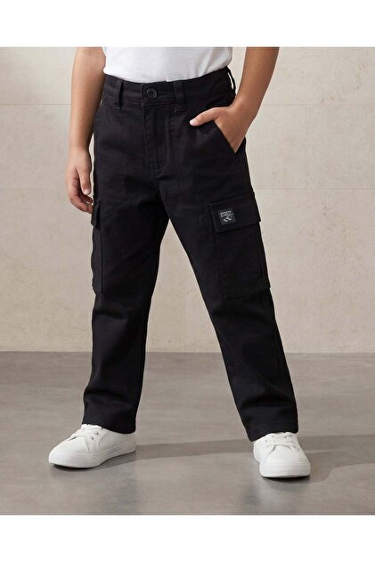 Boys Black Cargo Pocket Trouser