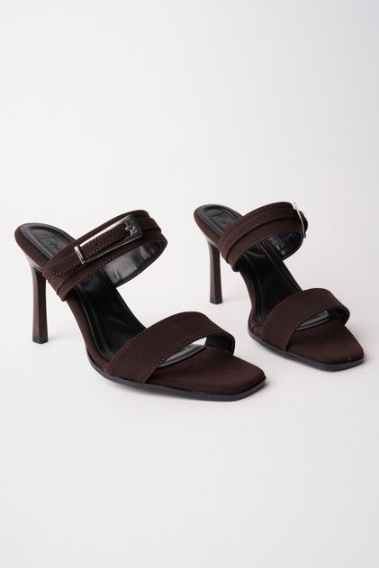 Women's Double Strap Buckle High Heel Slippers – 9 cm Thin Heel Stylish and Elegant Design