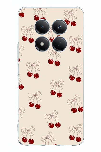 Redmi Note 15 Pro 4g Compatible Bowknot Cherries Printed Silicone Case