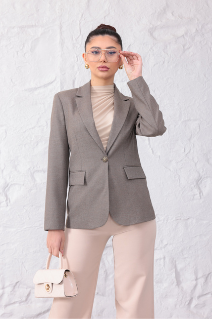 Kadın Kum Rengi Comfort Fit Blazer Ceket- Rahat Kalıp