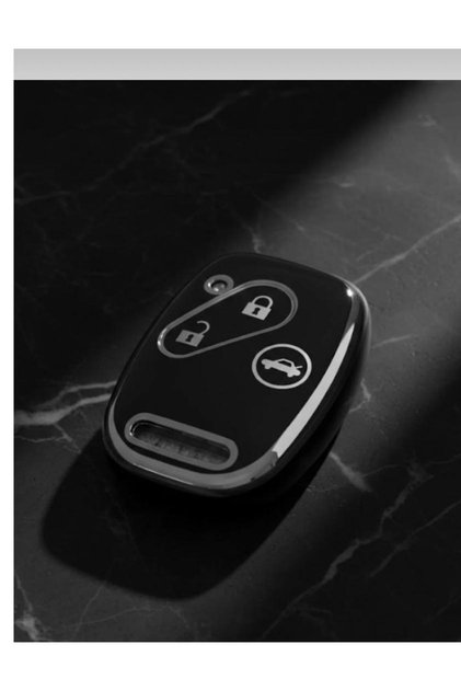 Luxury Honda Civic Fd6 Cr-V Accord 3 Button Nano Key Case Cover Black-Silver