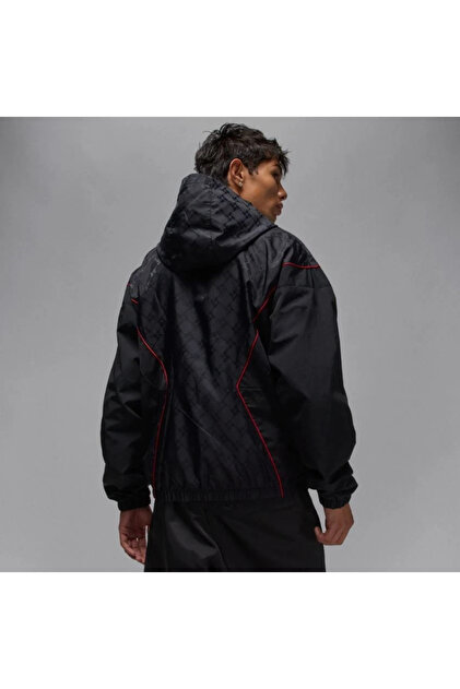 Nike Jordan Brooklyn Men's Hooded Draft Jacket Black/Gym Red