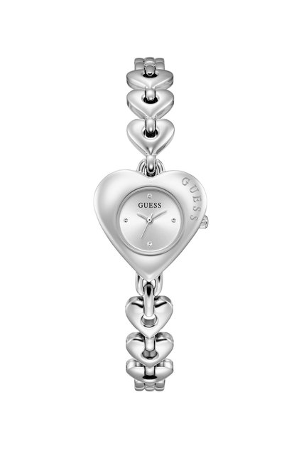 Ladies Silver Tone Heart Analog Watch