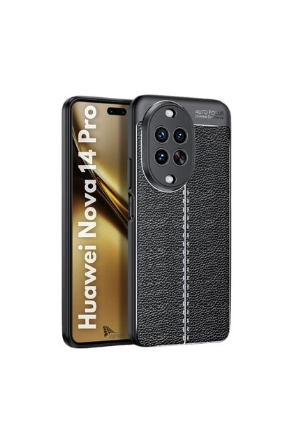 Huawei Nova 14 Pro Compatible Silicone Case with Leather Pattern, Camera Protection, Shock Absorption, Autofocus Cover