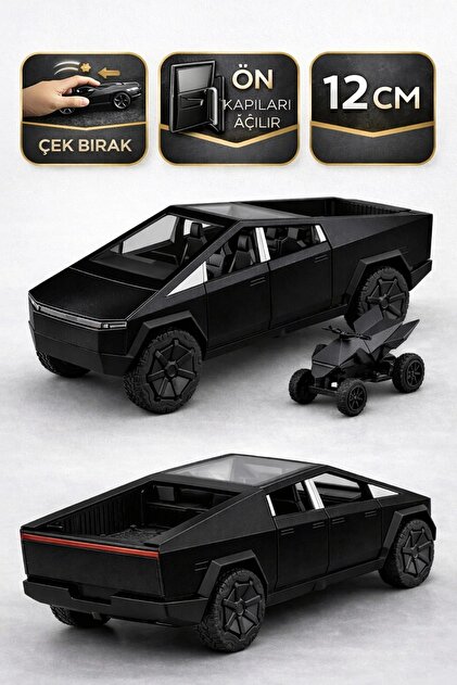 TRUST STORE Die Cast Çek Bırak Metal Tesla Cybertruck ATV'li Model