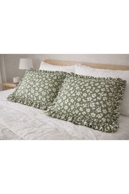 Ruffled Pillowcase Set of 2 Single Size 100% Organic Cotton 50X70 cm with 8 Different Pattern Options
