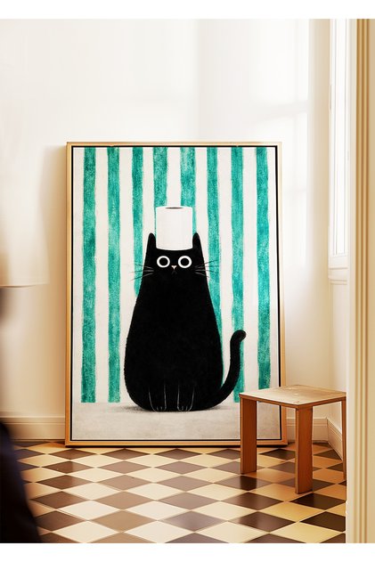 Banyo / Wc / Kedi Koleksiyonu - Çerçevesiz Poster