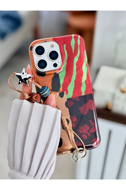 Go Aksesuar Iphone 16 Promax Uyumlu Shine Charm Leopar Tasarımlı