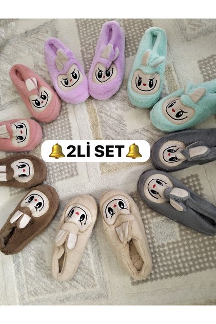 Md Textile Mixed Labubu Figured Home Slippers