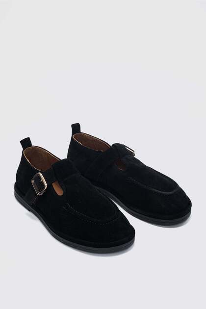 010 Women's Suede Genuine Leather Loafer Banded Masculine Casual Shoes