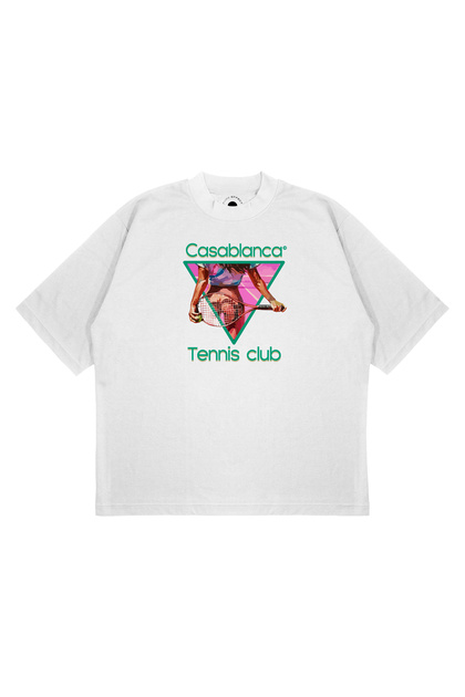 Unisex Oversize Casablanca Triangle Women's Printed Boxy Fit Thick Fabric (240Gsm) T-Shirt