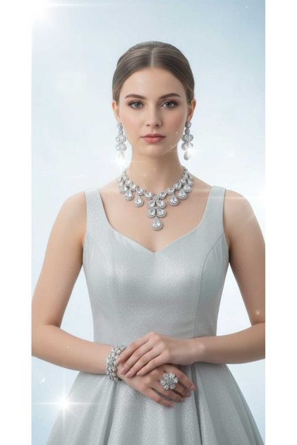 طقم اكسسوار حلي نسائي بلمة اخاذة