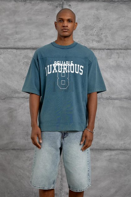 Men's T-Shirt Luxuruous Print Washable Green Oversize Printed Crew Neck Flared