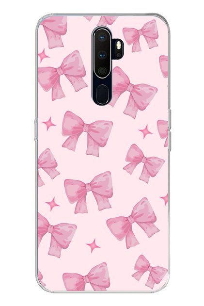 Oppo A5/A9 2020 Compatible Pink Bows Printed Silicone Case