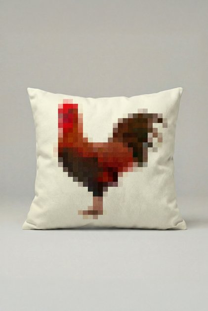 Pixel Rooster Throw Pillow Cover 050 – Modern Digital Art Decorative Pillowcase 45X45 cm